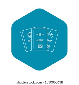 Passports icon. Outline illustration of passports vector icon for web