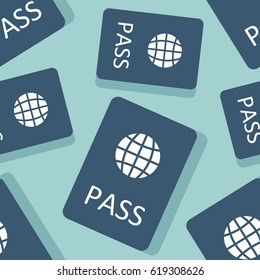 Passports icons, hand drawn background. Colorful seamless pattern vector. Decorative wallpaper, good for printing