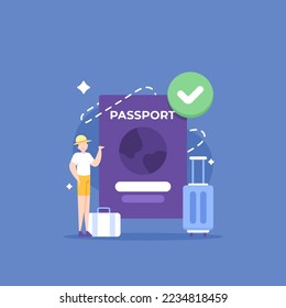 passports, identity documents. document that is used to travel between countries. a tourist who wants to do a trip or vacation abroad. citizenship. illustration concept design. vector elements