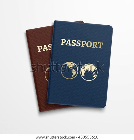 Passports international identification document. Vector travelling concept. Passport for identification person and illustration passport document for journey and vacation