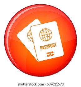 Passports with map icon in red circle isolated on white background vector illustration