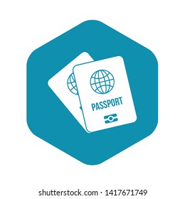 Passports with map icon in simple style isolated on white background vector illustration