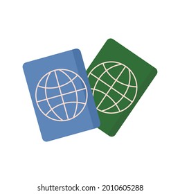 Pasaportes, ilustraciones de vectores de tendencia digital de verano, diseño moderno, logotipo, icono, globo, azul claro, verde agua de marea, colores. Viajando. Ilustración de verano, pancarta, afiche, postal, viaje 