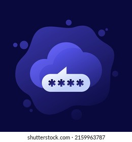 password access to a cloud icon, vector design