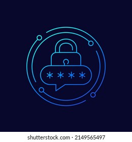 password access icon, linear design