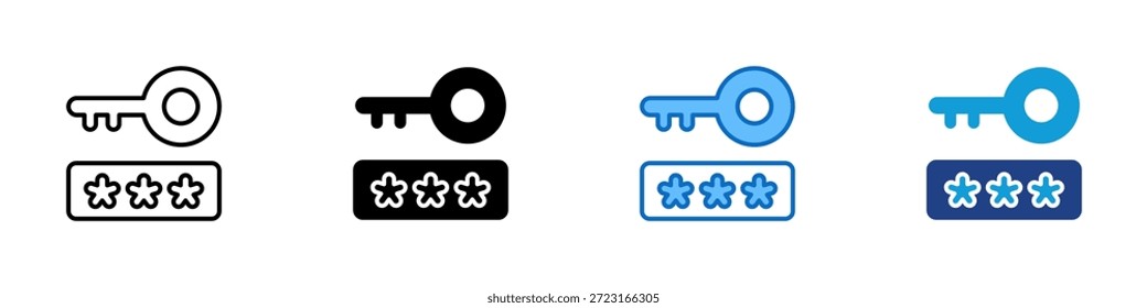 Password Access Multiple Style Icon Design Vetor - Autenticação segura usando senhas e chaves de acesso para proteger contas digitais