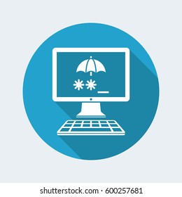 Password access protection on computer - Vector flat icon