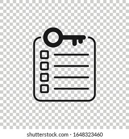 Password account icon in flat style. Keyword vector illustration on white isolated background. Key combination business concept.