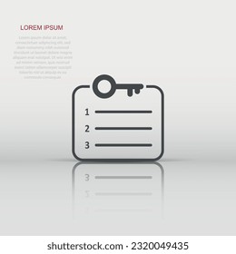 Password account icon in flat style. Keyword vector illustration on white isolated background. Key combination business concept.