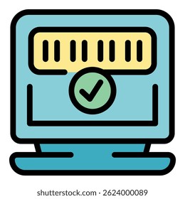 Password barcode icon. Outline password barcode vector icon color flat isolated