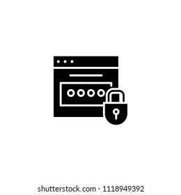 Password black icon concept. Password flat  vector symbol, sign, illustration.