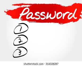 PASSWORD blank list, business concept