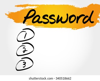PASSWORD blank list, business concept