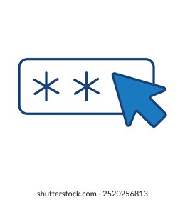 Iconos de trazo editables azules de Contraseña. Tecnología De Seguridad Cibernética, Phishing, Hacking, Delincuencia Cibernética, Seguridad, Troyano, Protección De Dispositivos, Ilustración vectorial De Privacidad.