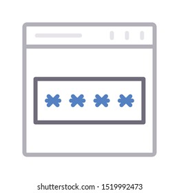 password browser colour line vector icon