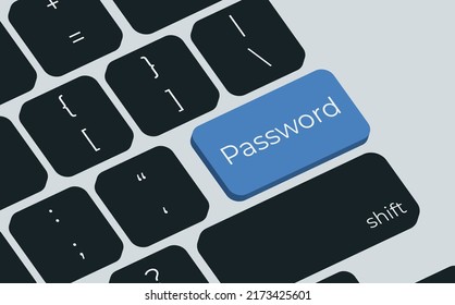 Password button on keyboard keys vector. Simple style