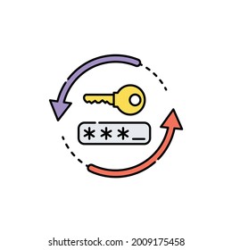 Password change color line icon. Isolated vector element. Outline pictogram for web page, mobile app, promo