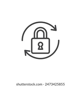 Contraseña Icono de línea de cambio. signo de estilo lineal para concepto móvil y Diseño web. Candado con un Vector de contorno de flechas circulares. Símbolo, ilustración del logotipo. Vector gráfico