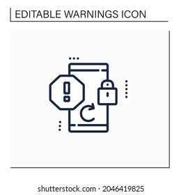 Password Change Line Icon. Notification. Security Message. Save Data On Phone.Remainder. Exclamation Point. Warnings Concept.Isolated Vector Illustration.Editable Stroke