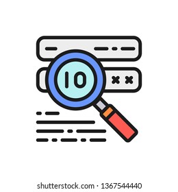Password check, virus scan flat color line icon.
