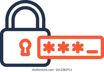 Password Code Icon Color Line Vector Illustration