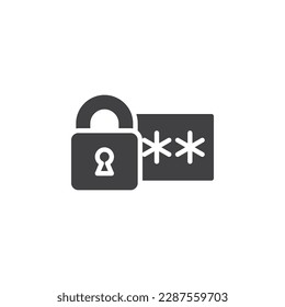 Password code vector icon. Safety, encryption filled flat sign for mobile concept and web design. Lock password code glyph icon. Symbol, logo illustration. Vector graphics