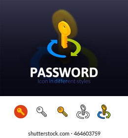 Password color icon, vector symbol in flat, outline and isometric style isolated on blur background