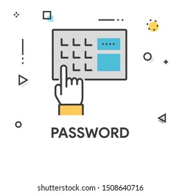 PASSWORD COLORED LINE ICON CONCEPT