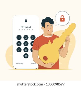 Password concept illustration for banner, poster, website, etc.