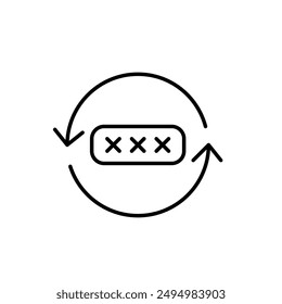 Password covered in asterisks in refresh arrows. Timely password update, authentication information renewal. Pixel perfect vector icon
