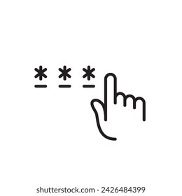 Contraseña cubierta por asteriscos. Icono de píxel perfecto
