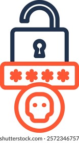 Password Cracking Icon Color Line Vector Illustration