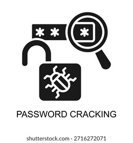 Password Cracking icon glyph vector illustration