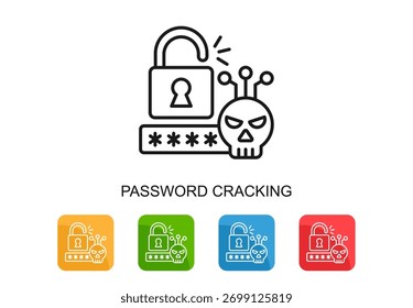 Password Cracking Icon Multi Color Vector Illustration