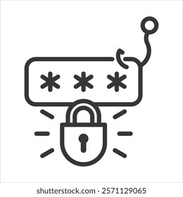 Password Cracking Icon Vector Illustration Outline