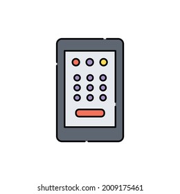 Icono de línea de color de la cerradura de la puerta de la contraseña. Elemento vector aislado. Pictograma de esquema para página web, aplicación móvil, promoción