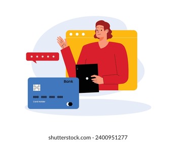 Password for e money account protection on mobile banking application, secure payment vector illustration.