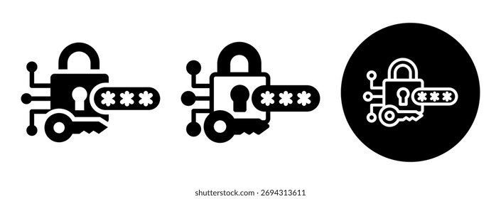 Password Encryption Icon Collection Glyph and Mixed Vector Illustration