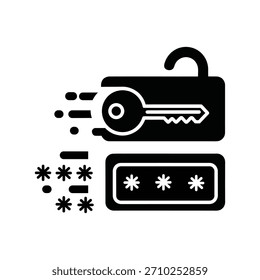 Icono de cifrado de Contraseña, símbolo de clave de seguridad cibernética en Vector sólido
