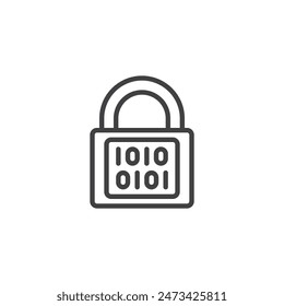 Password Encryption line icon. linear style sign for mobile concept and web design. Padlock with binary code outline vector icon. Symbol, logo illustration. Vector graphics