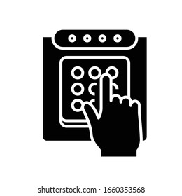 Password enter black icon, concept illustration, vector flat symbol, glyph sign.
