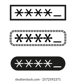 Password entry icon. Asterisk filled field. Secure login form. Vector interface element.
