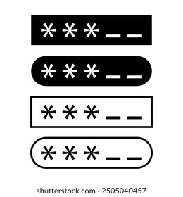 Password entry icons. Hidden characters symbol. Security input field. Vector flat design.