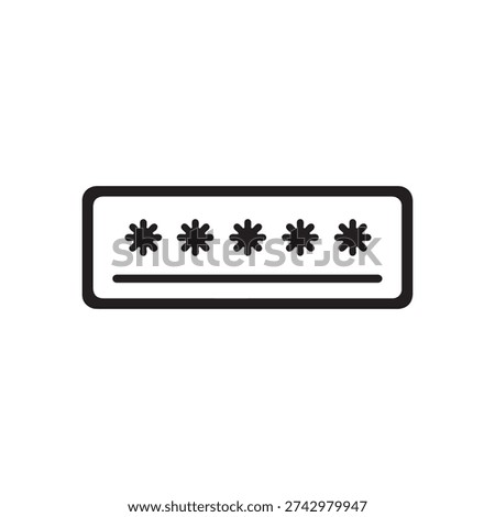 Password field icon with asterisks for secure login and authentication online security concept