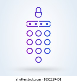 Password field sign line icon or logo. Password and unlock concept. PIN code entry vector linear illustration.