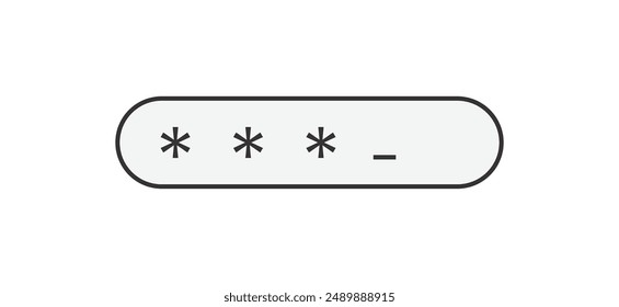 Password Field With Three Asterisks And An Underscore User Interface design. Vector Illustration. 