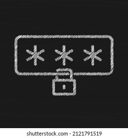 Password field white sketch vector icon. Protection Secure Access Symbol