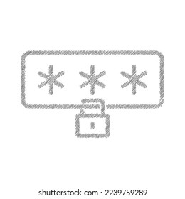 Icono del vector de esbozo blanco del campo de contraseña. Símbolo de acceso seguro de protección