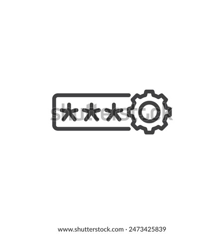 Password Generator line icon. linear style sign for mobile concept and web design. Gear and password code outline vector icon. Symbol, logo illustration. Vector graphics