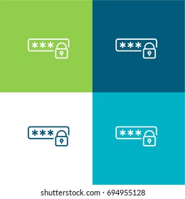 Password green and blue material color minimal icon or logo design